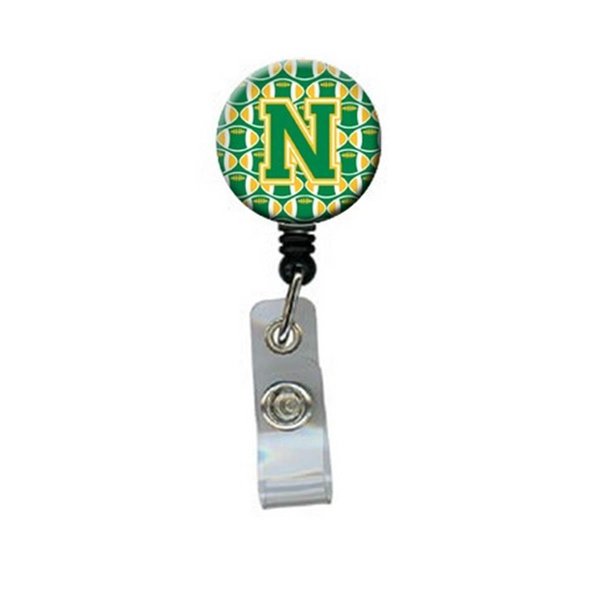 Carolines Treasures Letter N Football Green and Gold Retractable Badge Reel CJ1069-NBR